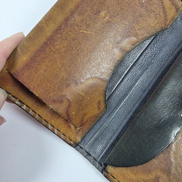 Tooled Embossed Leather Wallet Bi-Fold Checkbook Long Vintage Heritage - Picture 8 of 13